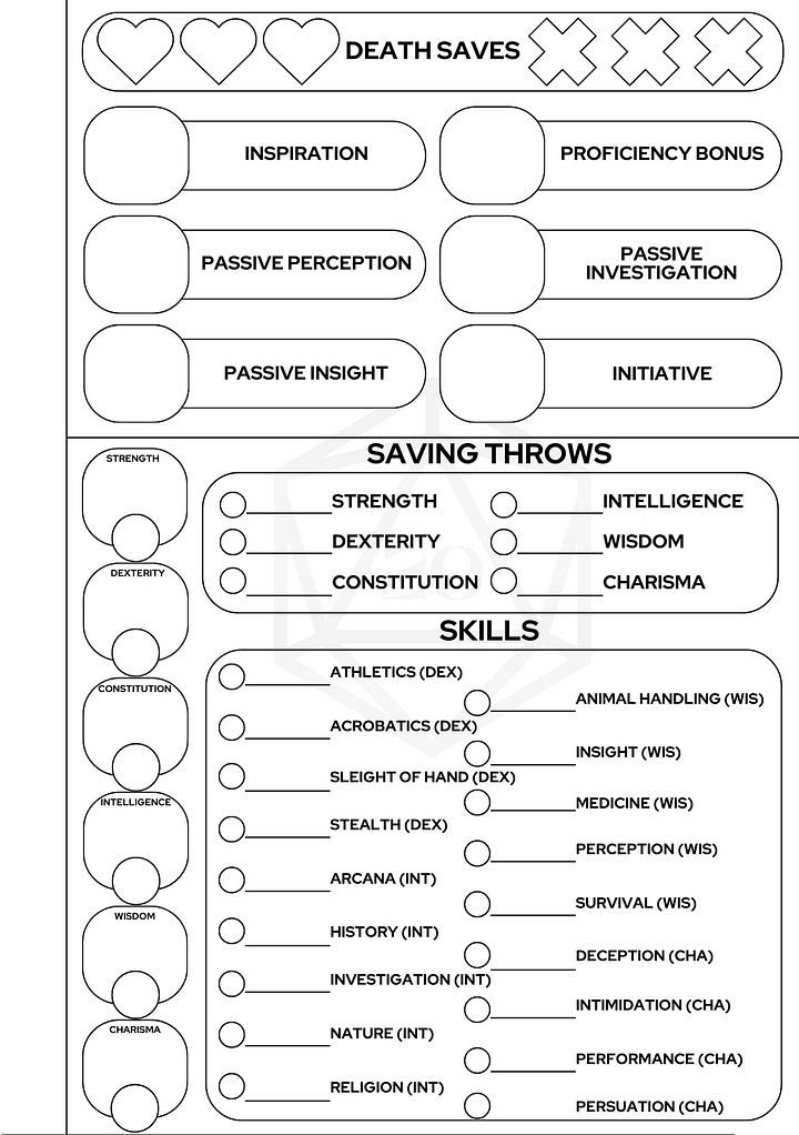 Simple A5-Sized Dungeons & Dragons Character Sheets product image (2)