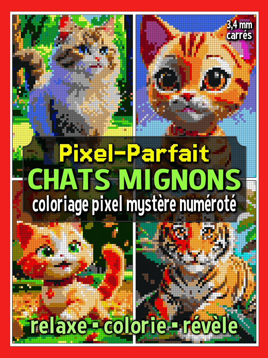 Pixel-Parfait: Chats mignons - Coloriage pixel mystère numéroté | Livre à imprimer product image (1)