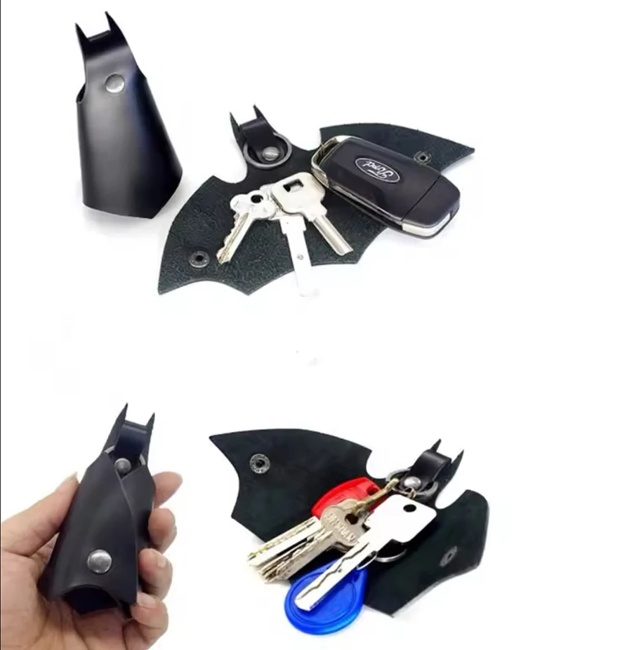 Batman Key cover Leather Keychain Unisex Key Holder Waist Bat Car Keys Keyrings Case product image (5)