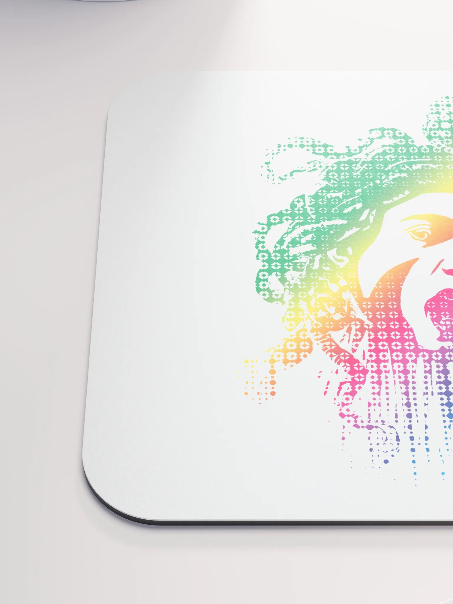 Rainbow Halftone Medusa on White - Mouse pad product image (6)
