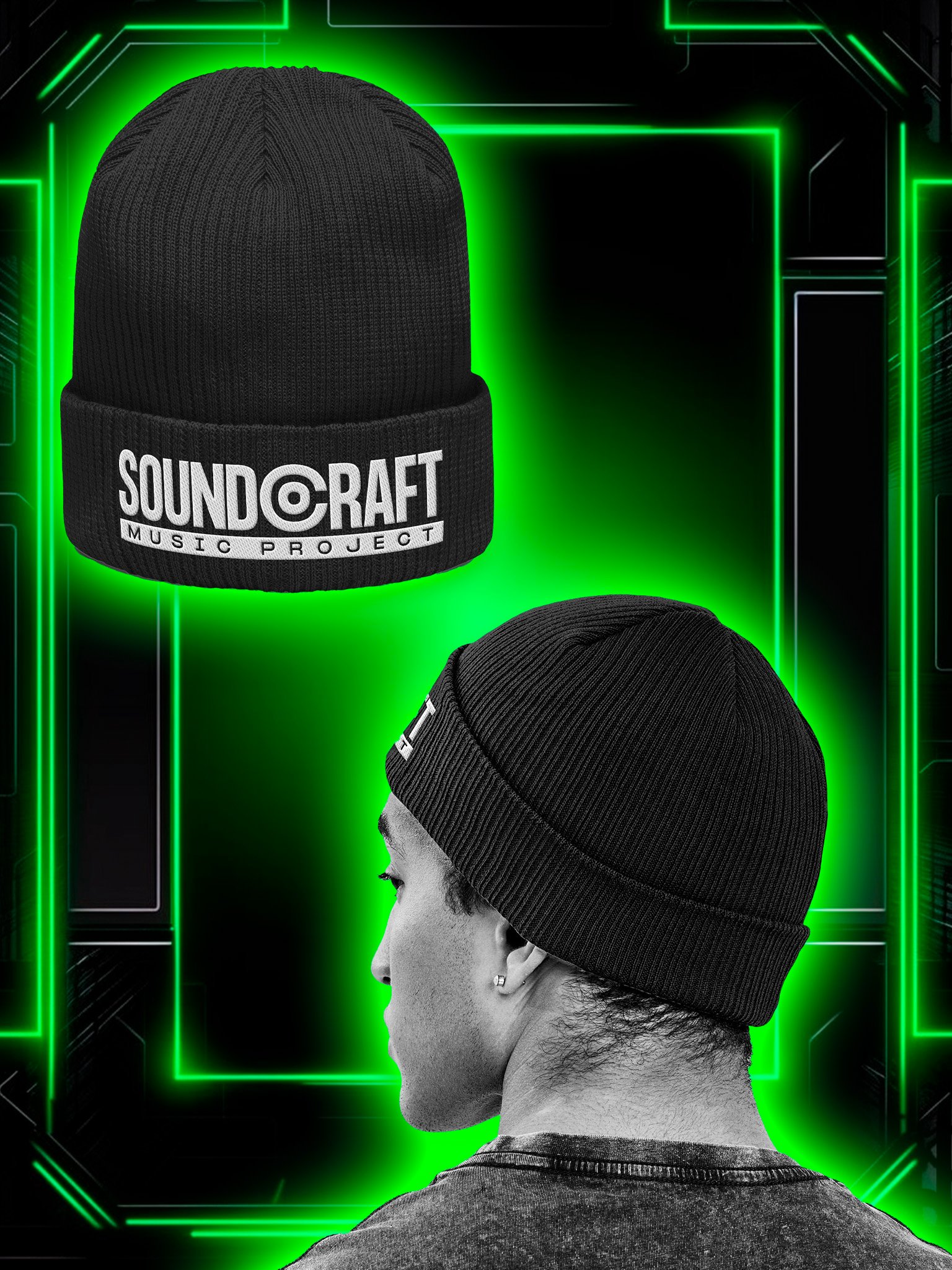 Soundcraft Embroidered Organic Ribbed Beanie by Beechfield product image (1)