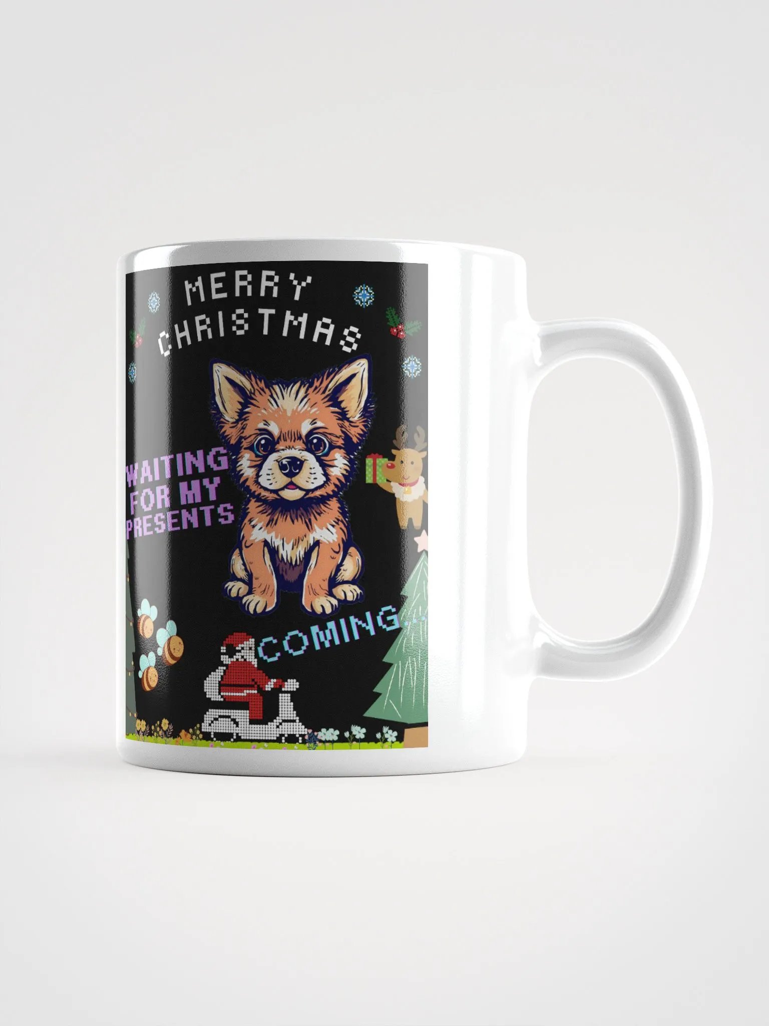 Festive Christmas Pup White Glossy Mug product image (3)