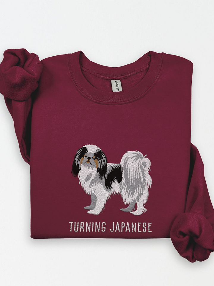 Turning Japanese Sweatshirt (Embroidered) of a Japanese Chin(Tricolor) product image (1)