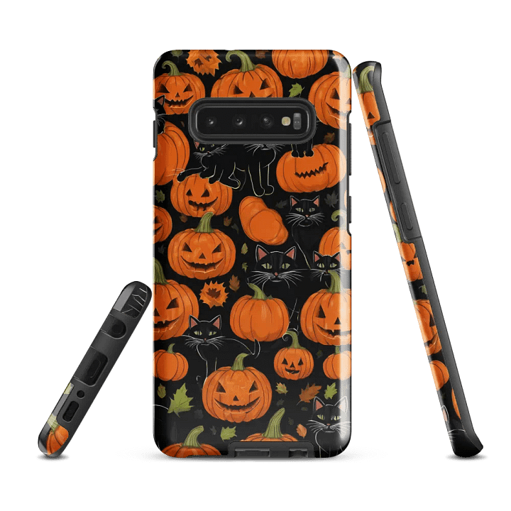 Haunted Whimsy: Pumpkin & Cat Face Samsung Galaxy Case product image (3)
