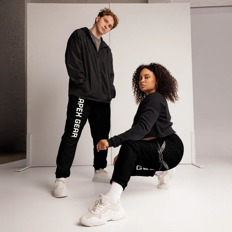 Unisex Track Pants - Black - White HApex Gear White Logo product image (12)
