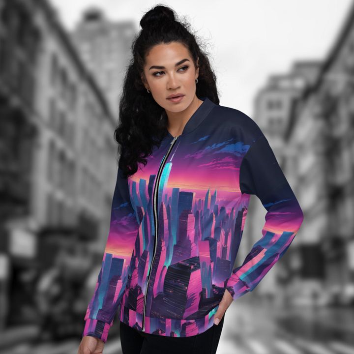 Vaporwave New York City Bomber Jacket product image (2)
