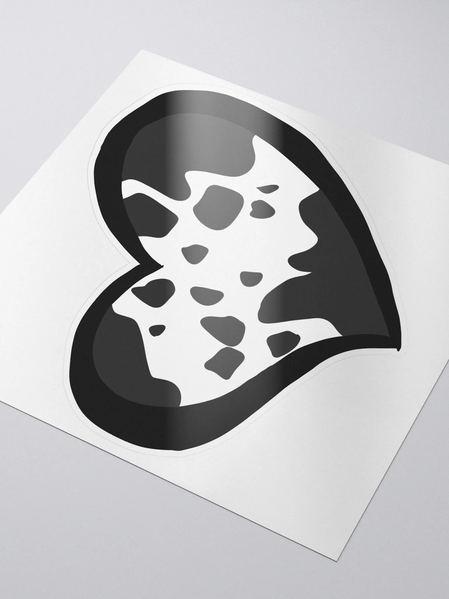 Little Moo Heart Sticker (Black and White) product image (3)