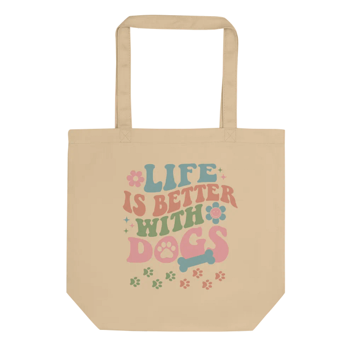 Life is Better With Dogs Retro E-Conscious Ecofriendly Tote Bag product image (2)