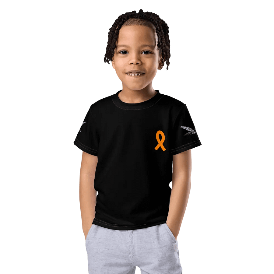 White HApex Gear White Logo Cancer Awareness Orange Ribbon. Black Kids Crew Neck T-Shirt product image (11)