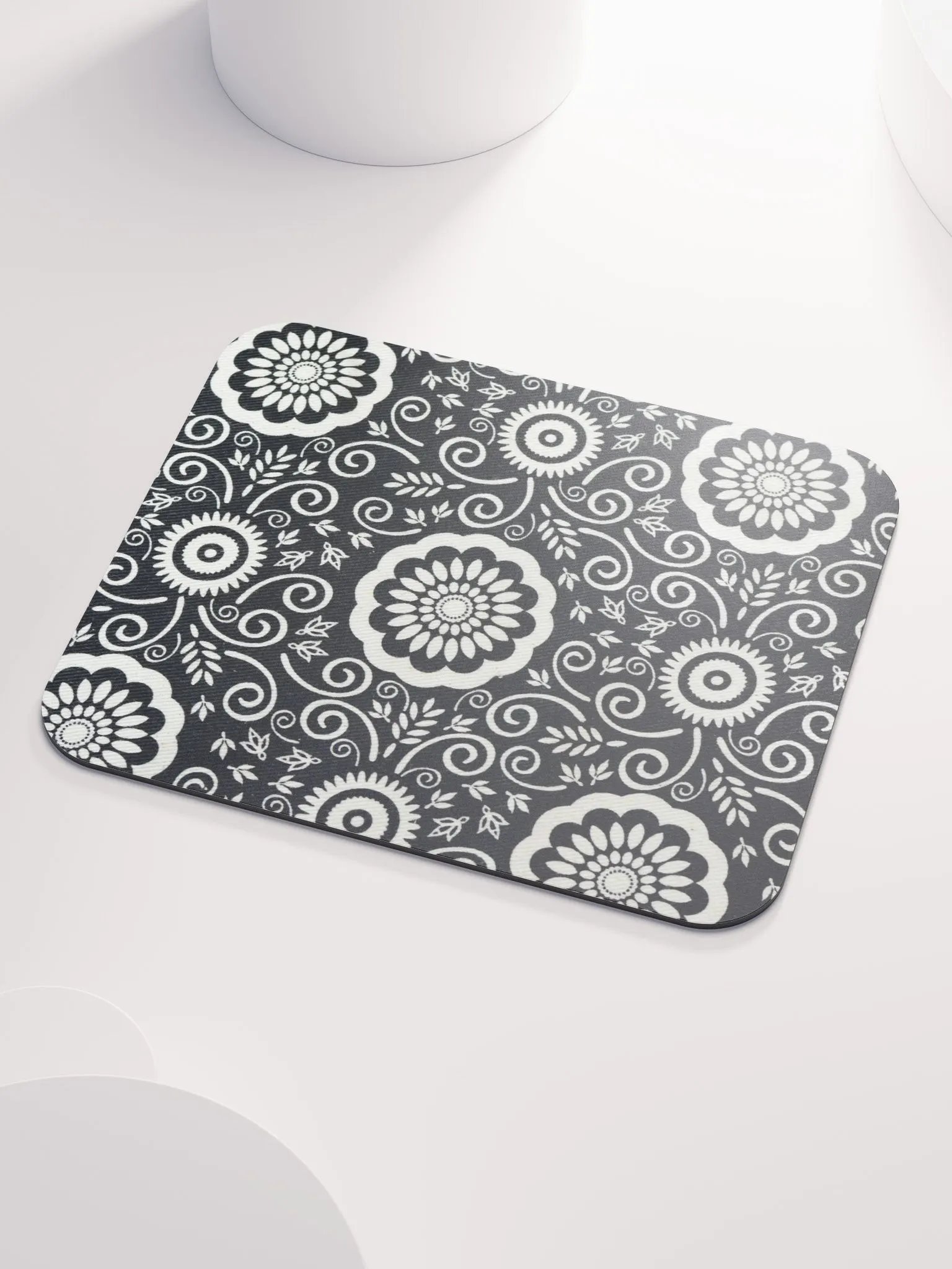 Monochrome Floral Mouse Pad product image (3)