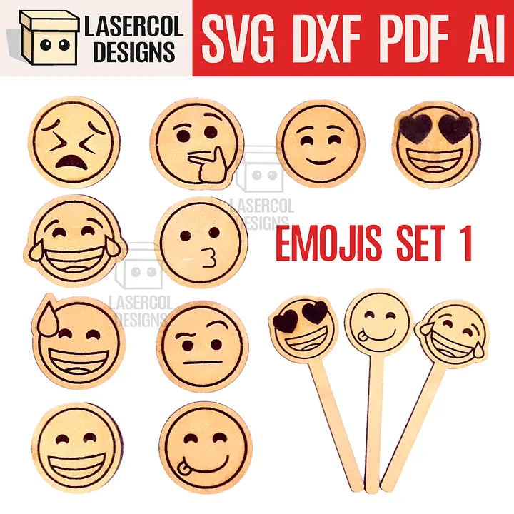 Emojis Set 1 - Laser Cut Files product image (1)