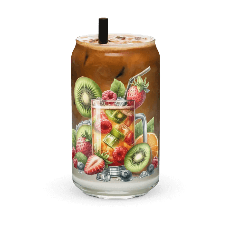 Fruit juice with fruit slice mixed water affect design-04-Can-Shaped Glass product image (6)