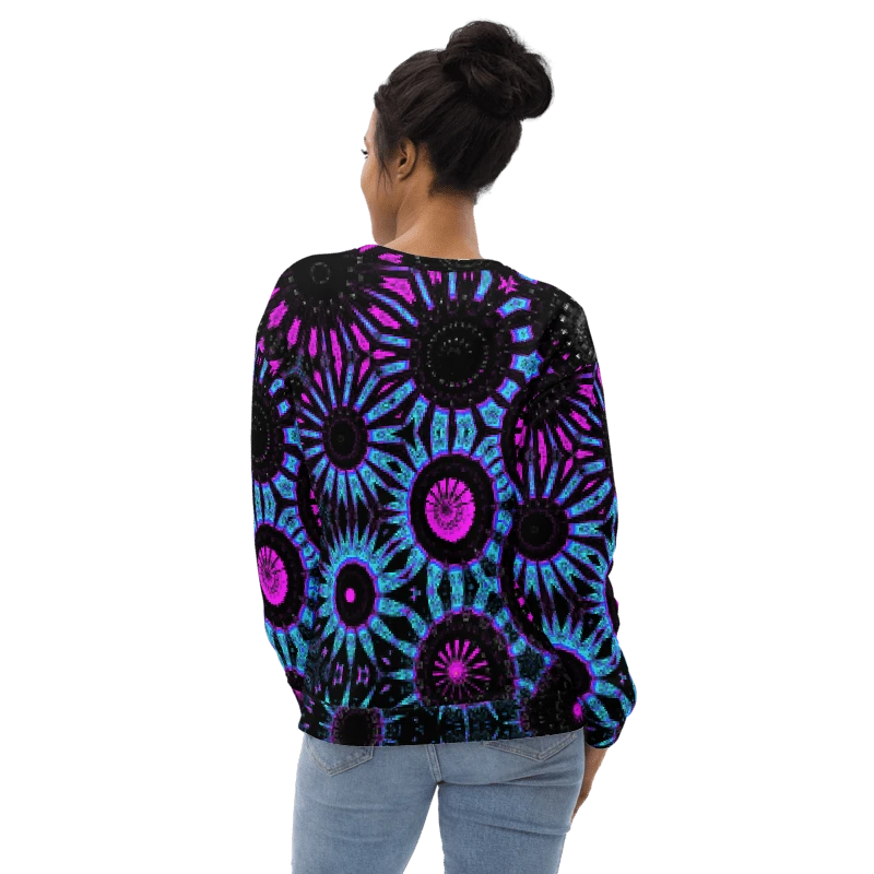 Abstract Circular Shapes in Turquoise, Black and Pink Unisex Sweatshirt product image (10)