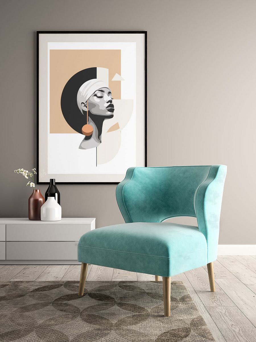Elegant Minimalist Portrait Poster - Modern Abstract Woman Artwork with Geometric Shapes for Home Decor and Office Aesthetics product image (4)