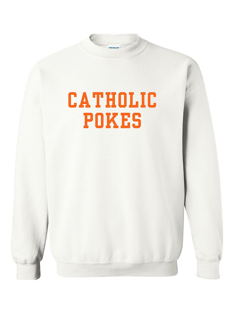 Catholic Pokes - White Crewneck