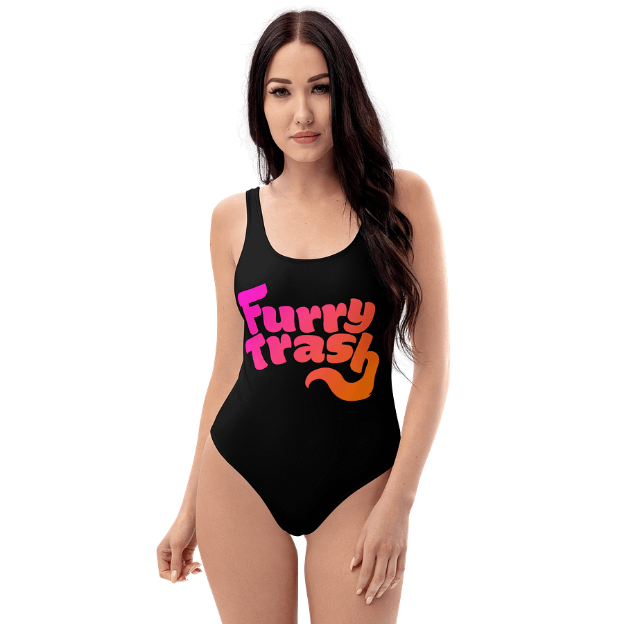 Furry Trash Swimsuit – Bubble Logo (Sunrise on Black) product image (1)