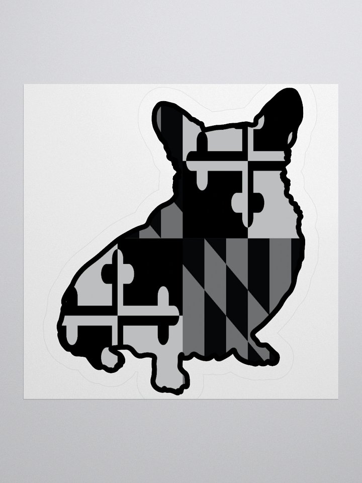 Maryland Flag Corgi (B&W) Sticker product image (2)
