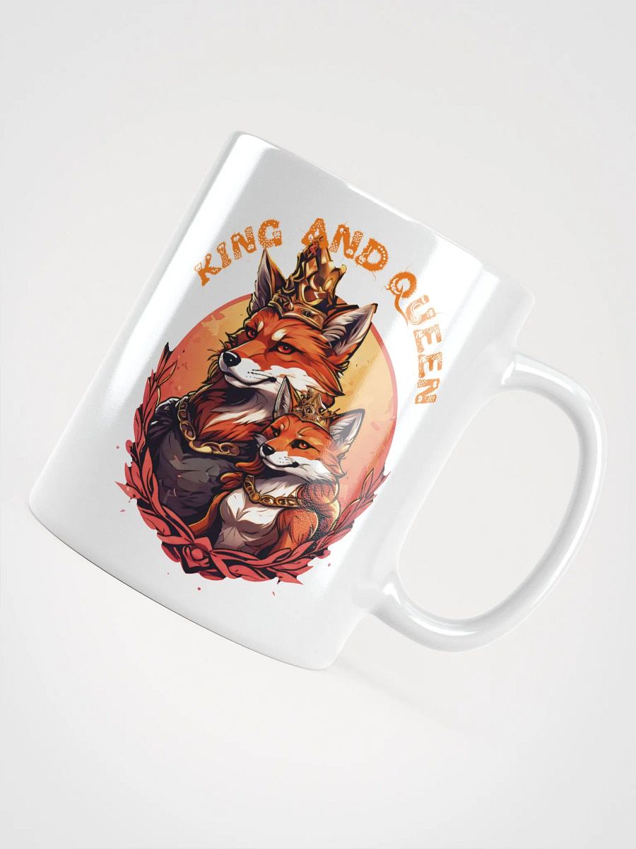 King and Queen White Glossy Mug | Elegant Fox Couple Design| Double-Sided Print | Perfect Gift for Anniversaries and Weddings product image (4)