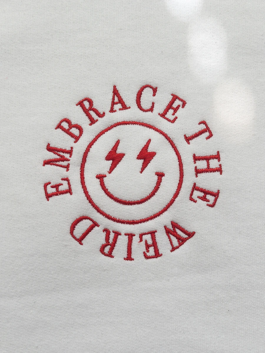 'Embrace The Weird' Crewneck - White with Red Embroidery product image (2)