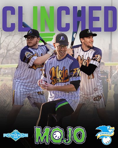 ‼️ Playoff Bound ‼️

The @mojo_wiffleball are IN the Season 5 playoffs! 
The Mojo are set to defend their crown, can they win...