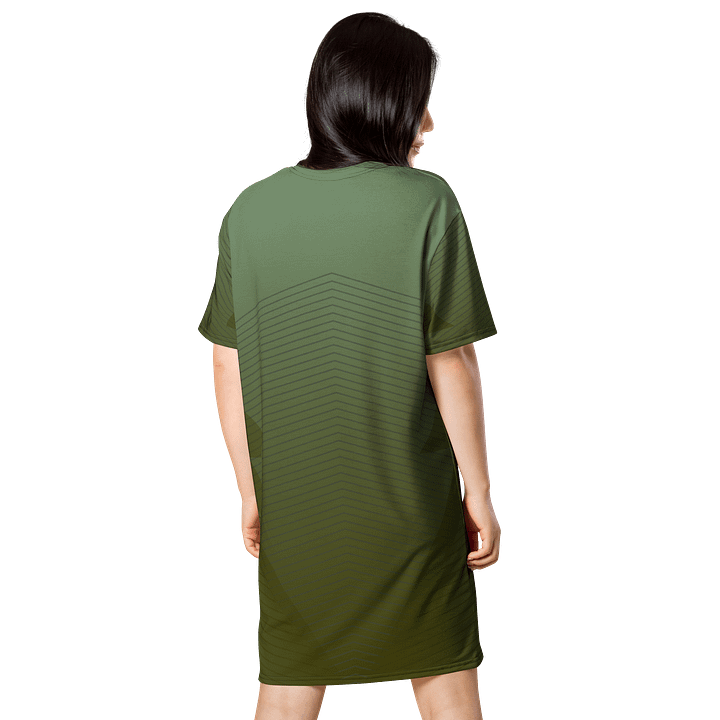 Exclusive Gradient Green T-Shirt Dress with Diagonal Wave Pattern - Oversized Fit product image (2)