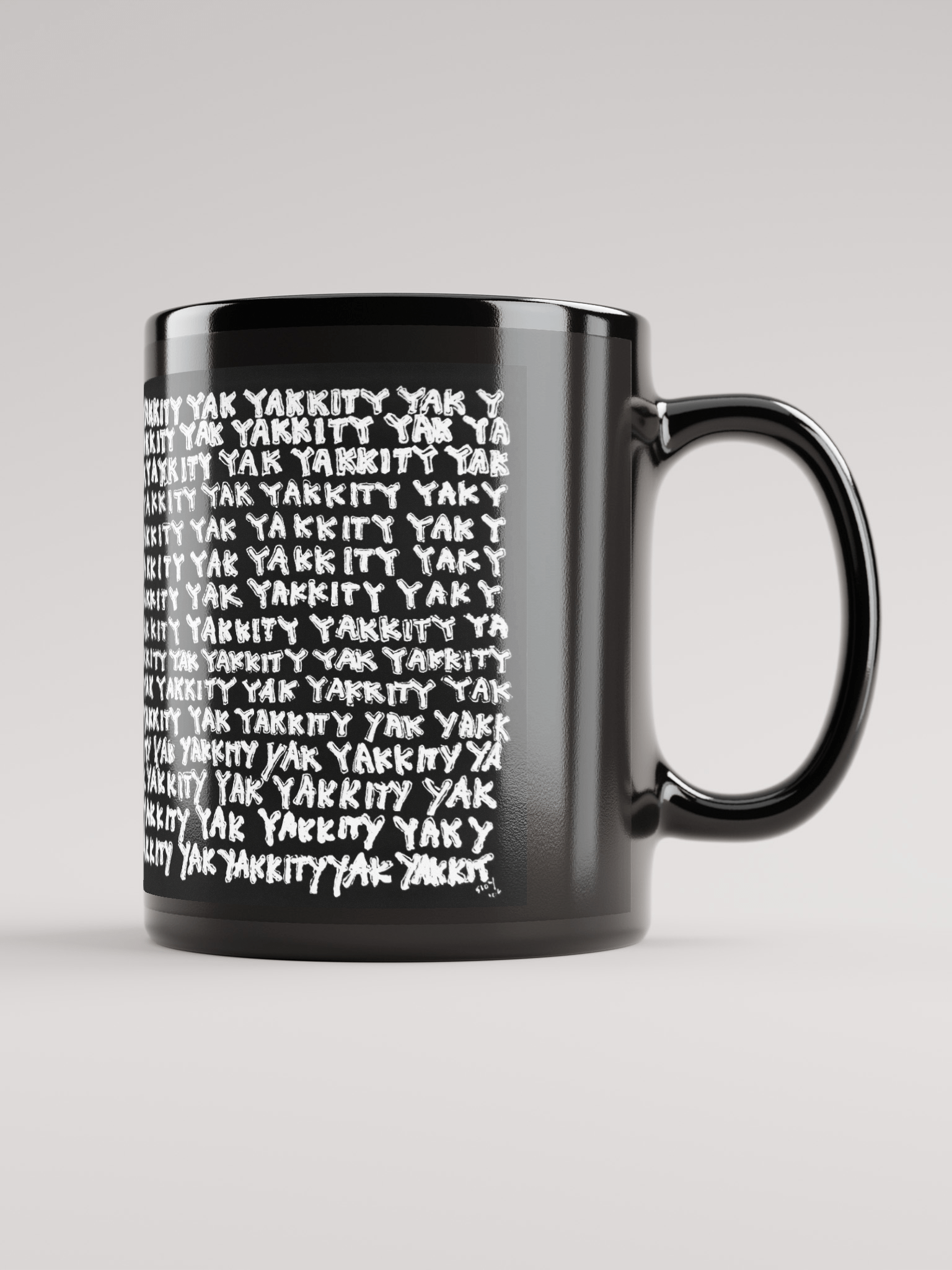 Yakkity Yak black glossy mug product image (1)