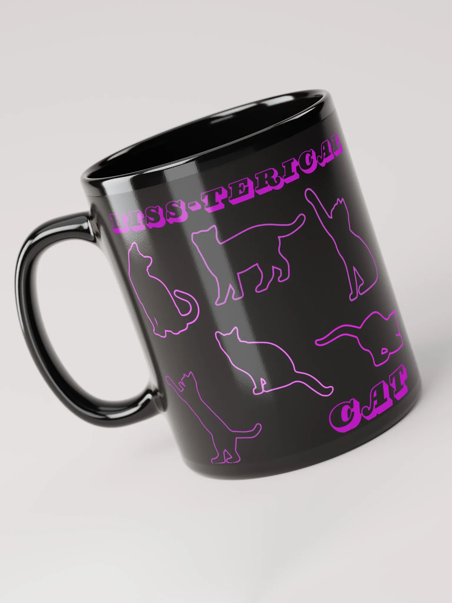 HISS-TERICAL Cat Black Glossy Mug 11oz product image (3)
