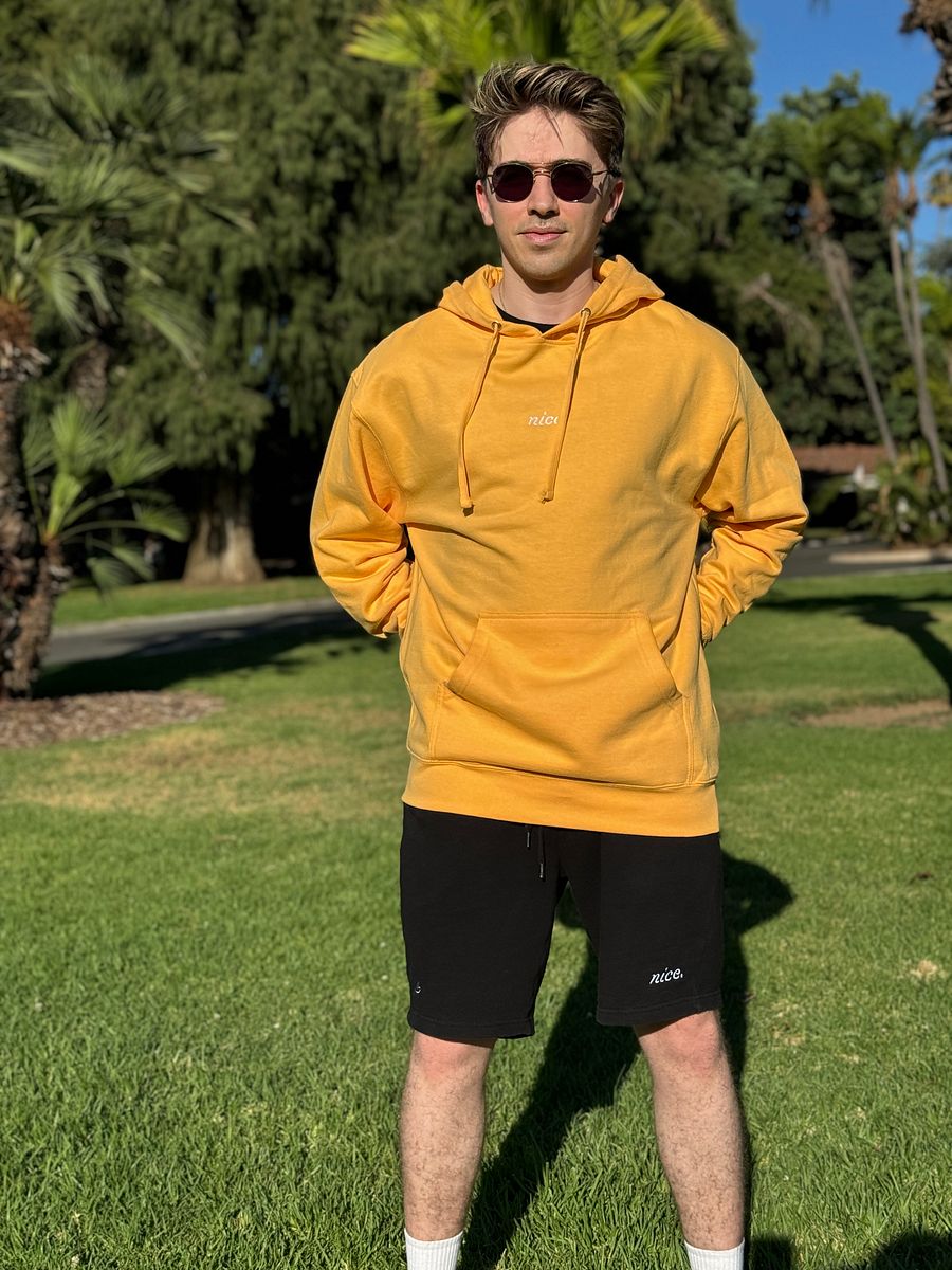 Nice. Embroidered Hoodie (Peach/White) product image (6)