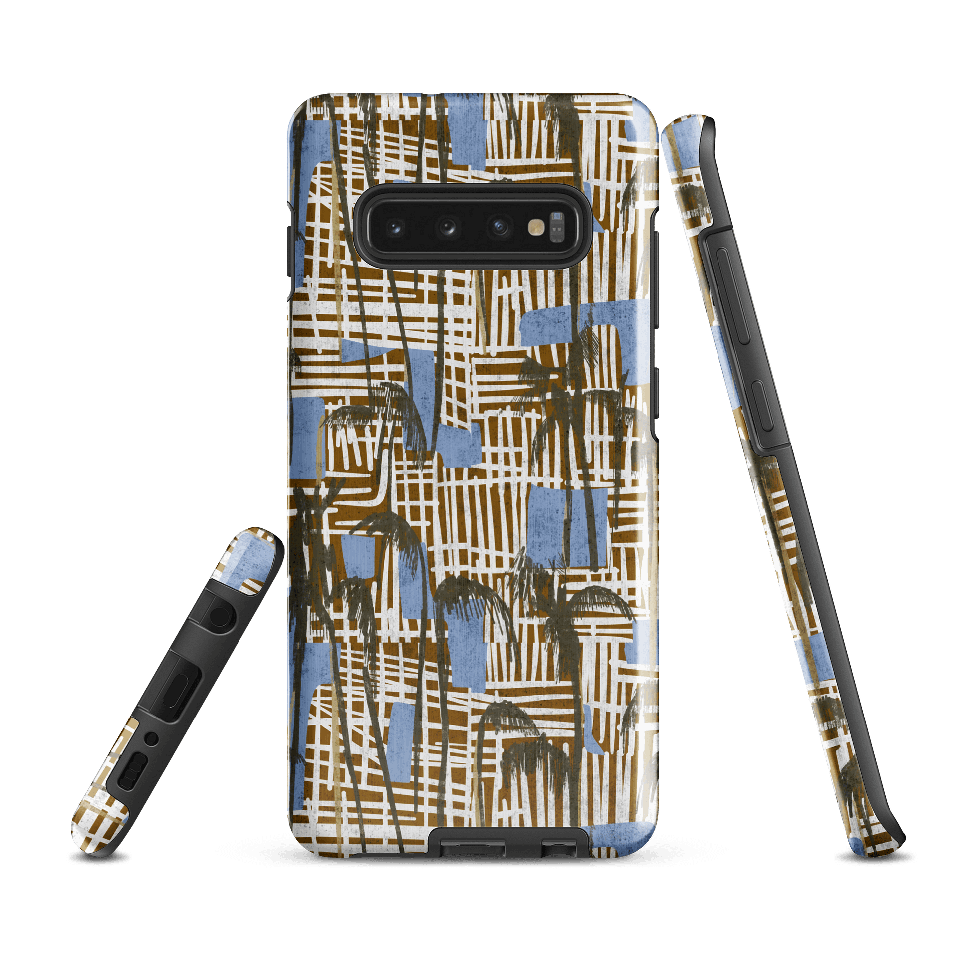 Tropical Palm Grid Samsung® Tough Case in Azul product image (1)
