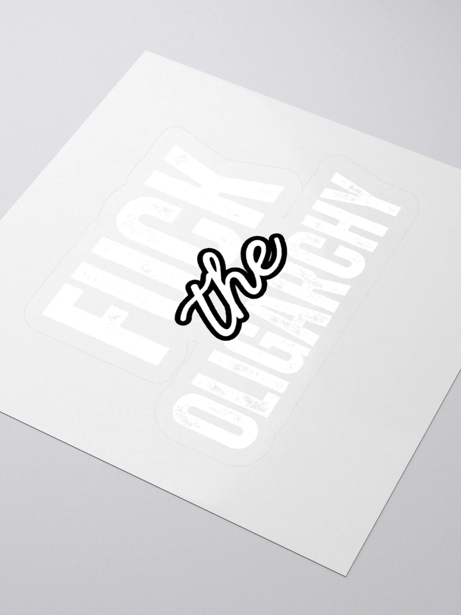 Fuck the Oligarchy Kiss Cut Stickers (in white) product image (3)