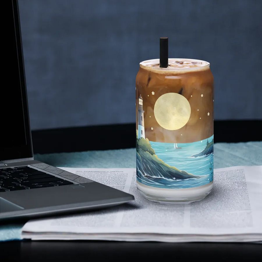 Celestial Mouse Stargazing Bliss Glass Can | 16 oz Magical Night Sky Drinkware product image (3)