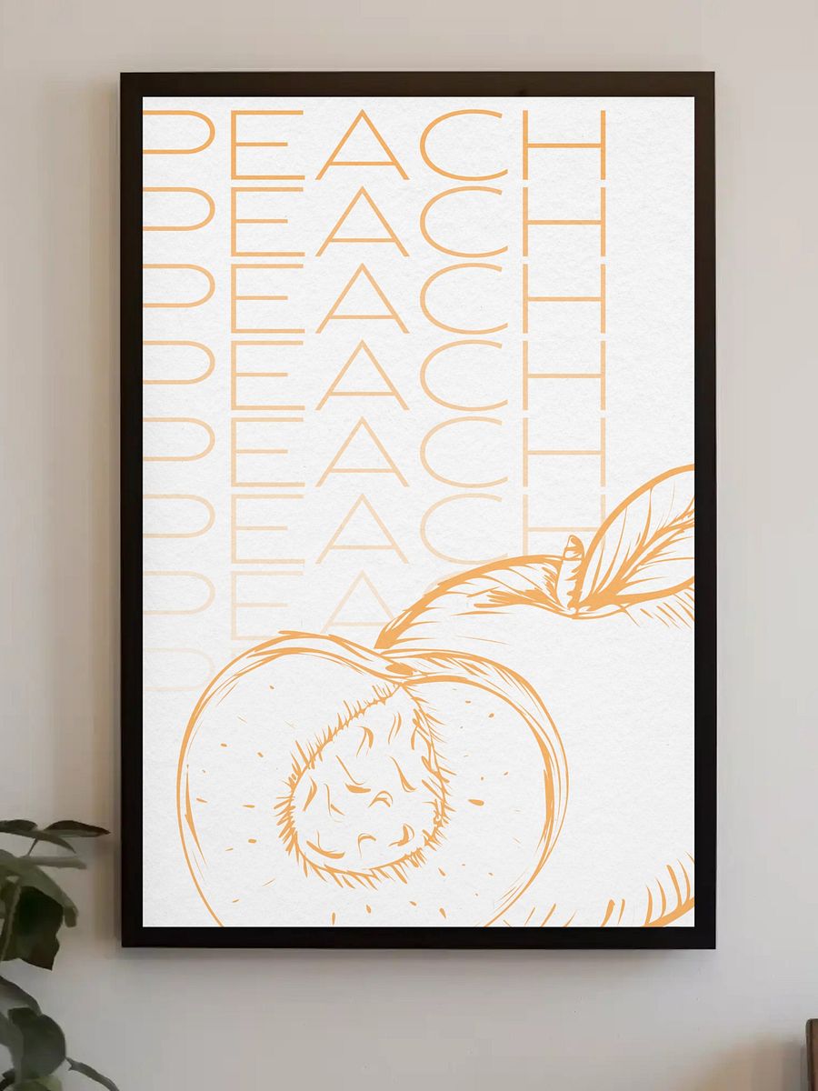 Peach Fruit Wall Art - Minimalist Peach Illustration, Modern Kitchen Decor, Fresh Fruit Print, Summer Vibes Artwork, Farmhouse Style product image (3)