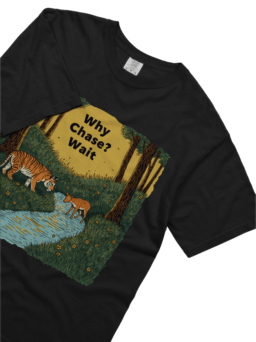 Why Chase? Wait - Tiger and Deer Forest Scene Design Heavyweight T-Shirt product image (58)