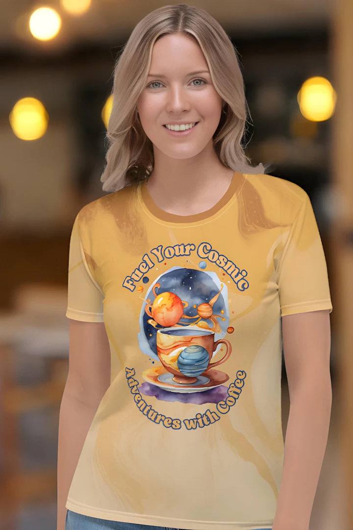 Fuel Your Cosmic Adventures with Coffee All Over Print T-shirt product image (1)