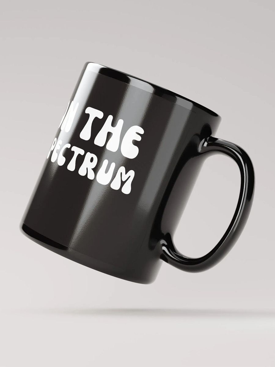 ON THE SPECTRUM (groovy white) glossy black mug product image (4)