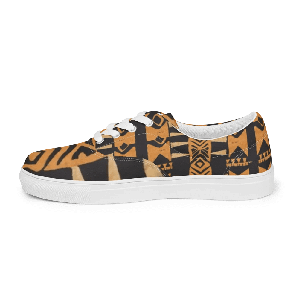 Women's African-Inspired Brown/Black Lace-up Canvas Shoes product image (4)