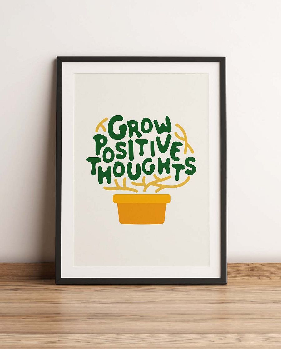 Grow Positive Thoughts Affirmation Printable Wall Art Decor - Instant Download product image (1)