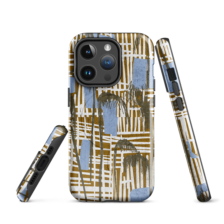 Tropical Palm Grid MagSafe® Tough Case in Azul product image (1)