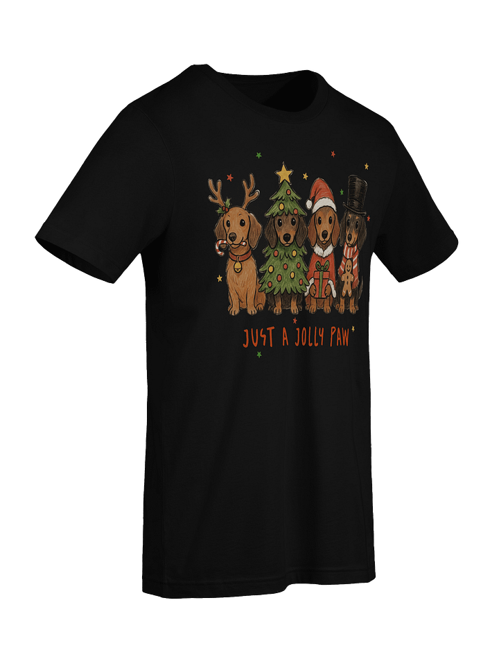 Just A Jolly Paw Dachshund Christmas T-Shirt – Cute Holiday Doxie Gift product image (2)