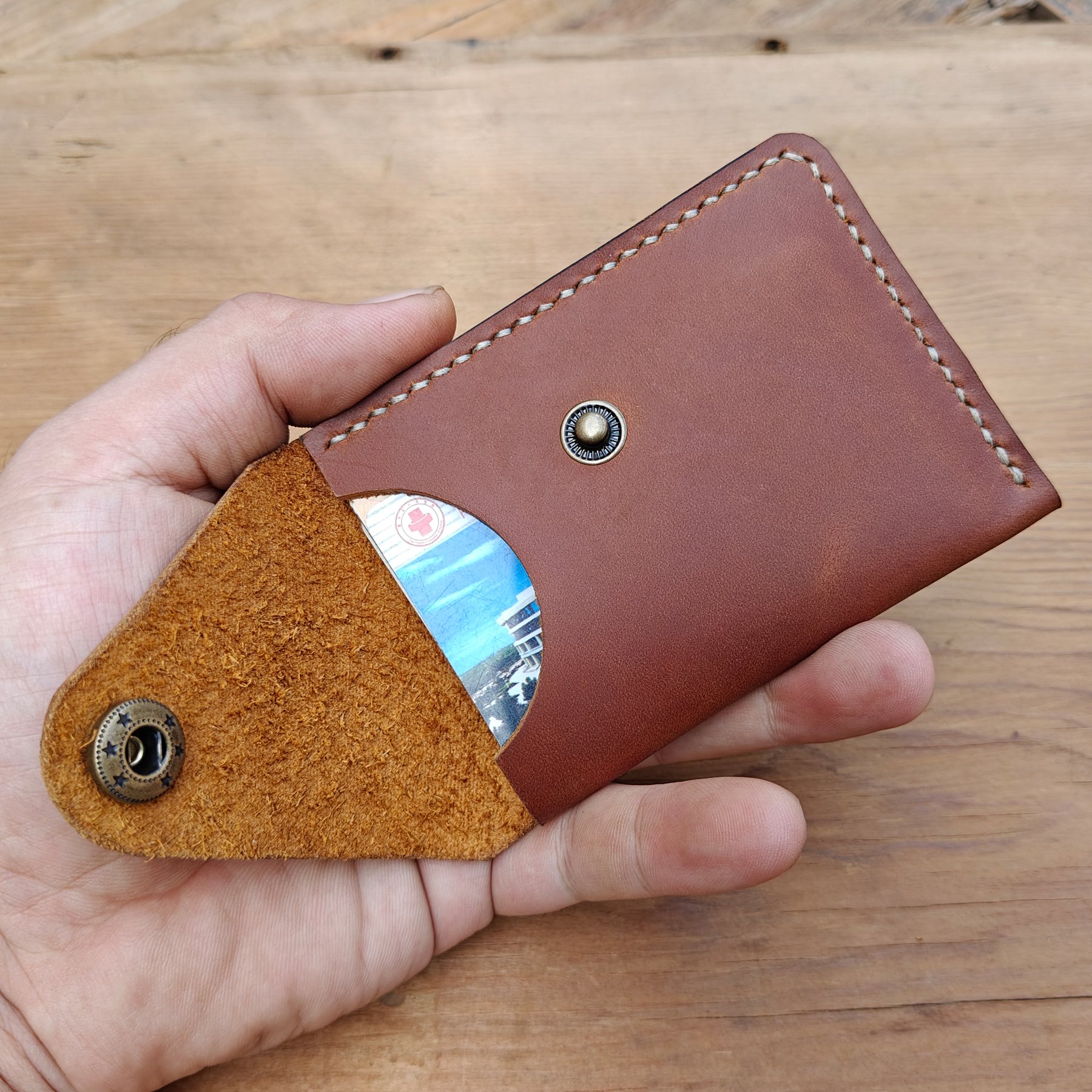 MEEBOY Handmade Slim Leather Business Card Holder, Minimalist Credit Card Wallet for Men and Women product image (8)