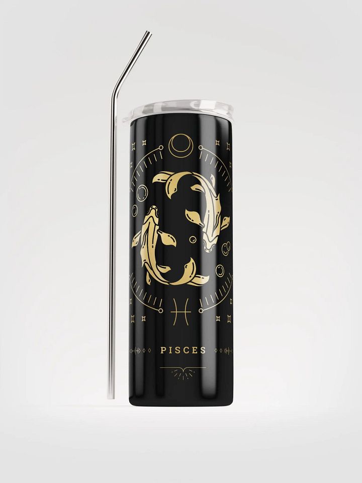 Pisces Zodiac Stainless Steel Tumbler: Radiant Gold Elegance for Astrology Aficionados! ✨♓ product image (1)