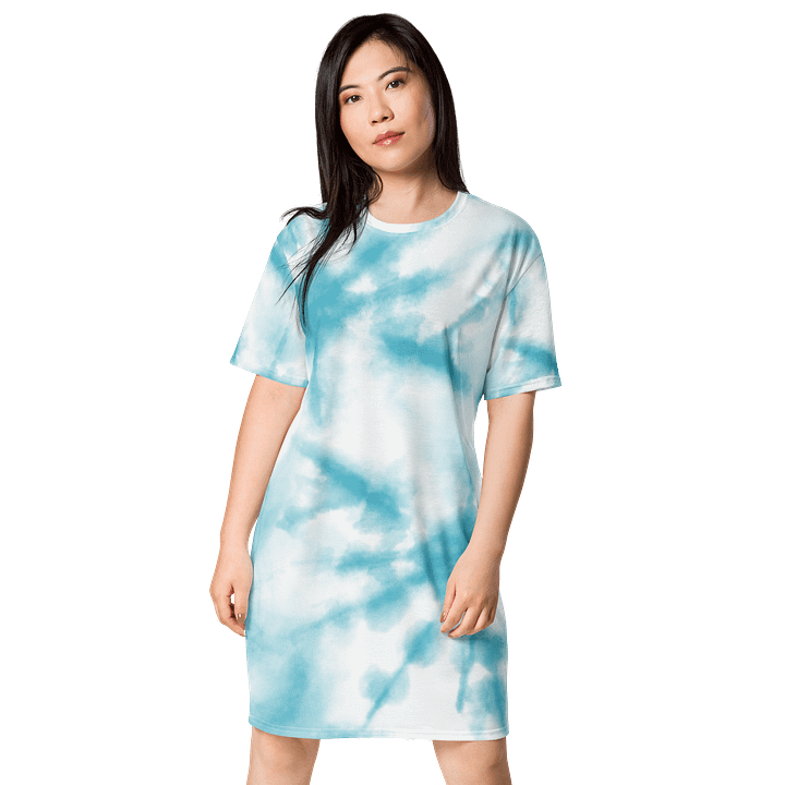 Cloudy Blue Watercolor T-Shirt Dress product image (1)