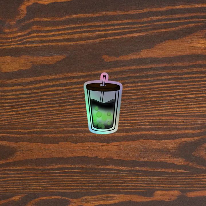 Boba Tea Agender Pride Holographic Sticker Set product image (2)