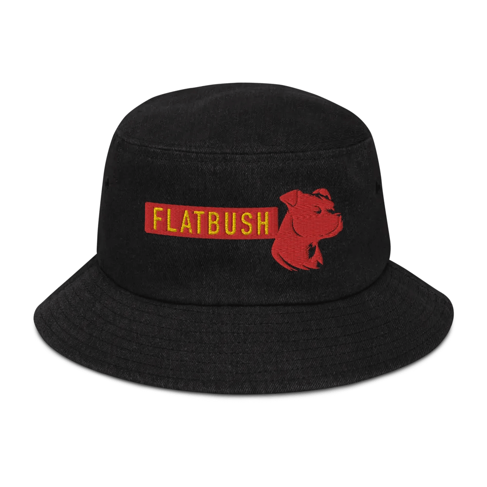 Flatbush denim bucket hat with embroidered staffordshirer terrier product image (1)