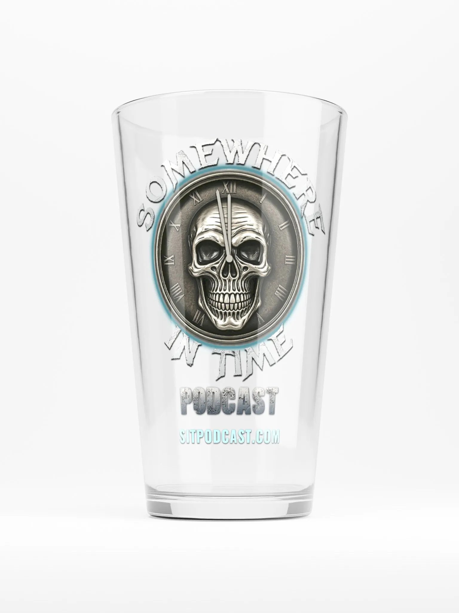 Somewhere in Time Podcast Pint Glass product image (1)