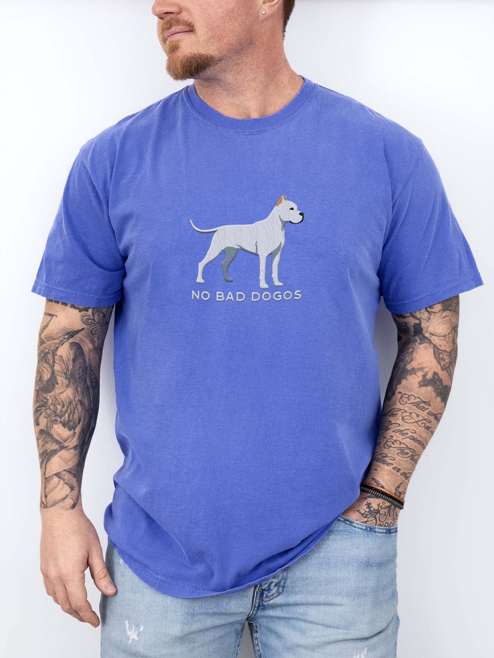 No Bad Dogos T-Shirt(Embroidered) of a Dogo Argentino(White, Cropped Ears) product image (2)