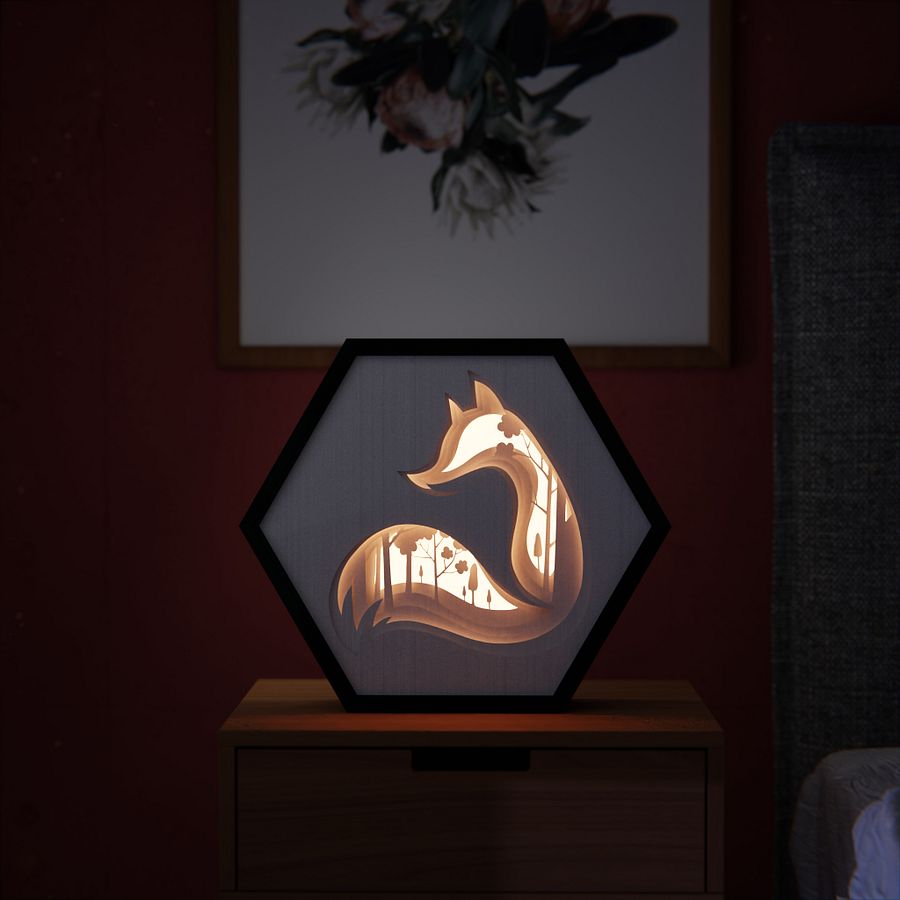 Fox Spirit Lightbox template - PDF PNG SVG DXF + Video product image (1)