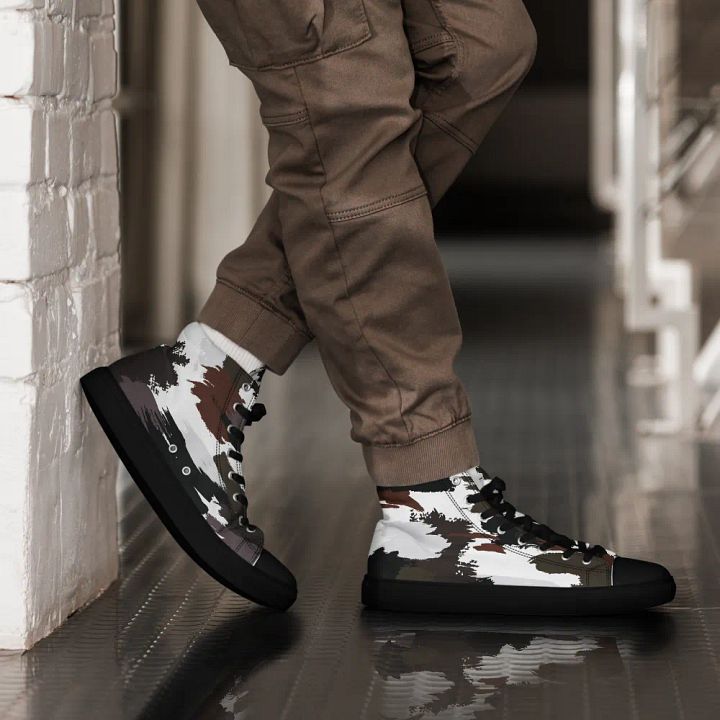 Men's Brown/White Brushstokes High Top Canvas Shoes product image (2)