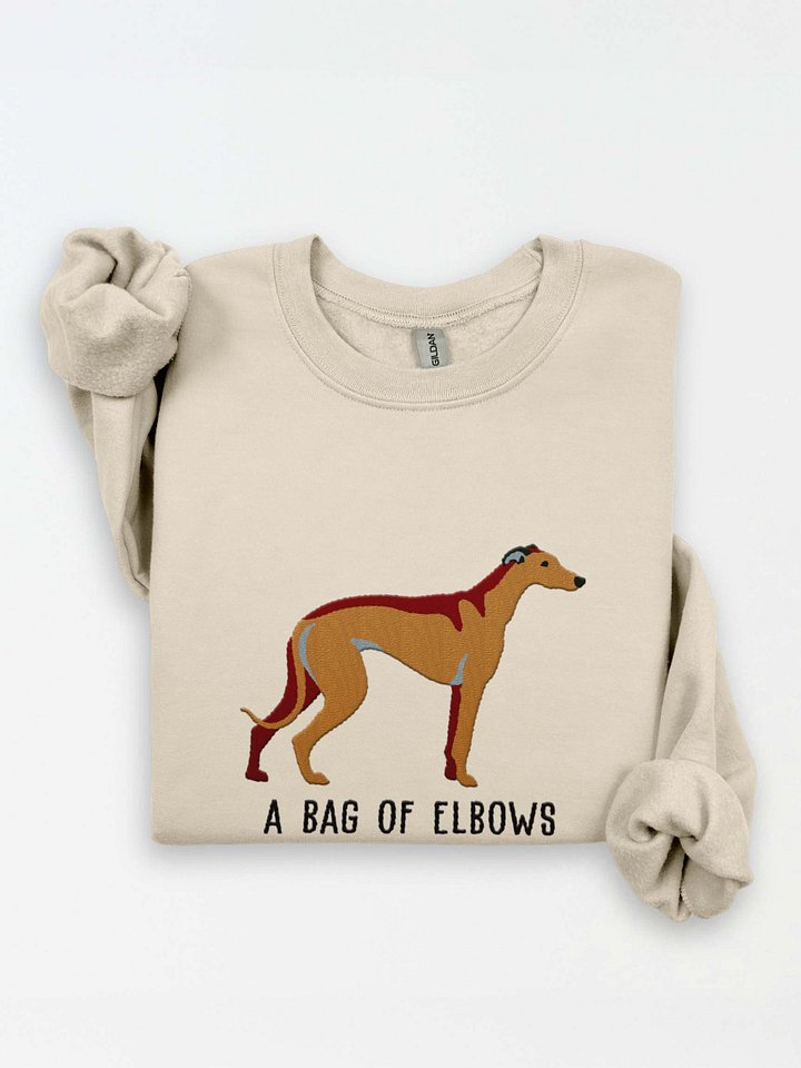 A Bag of Elbows Sweatshirt (Embroidered) of an English Greyhound(Tan) product image (1)