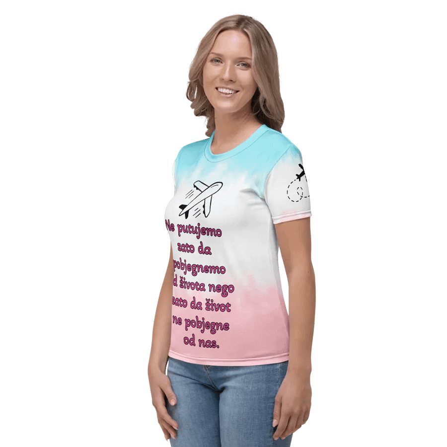 Ne putujemo zato da pobjegnemo od života nego zato da život ne pobjegne od nas. - Women's Crew Neck T-Shirt product image (2)